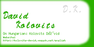 david kolovits business card